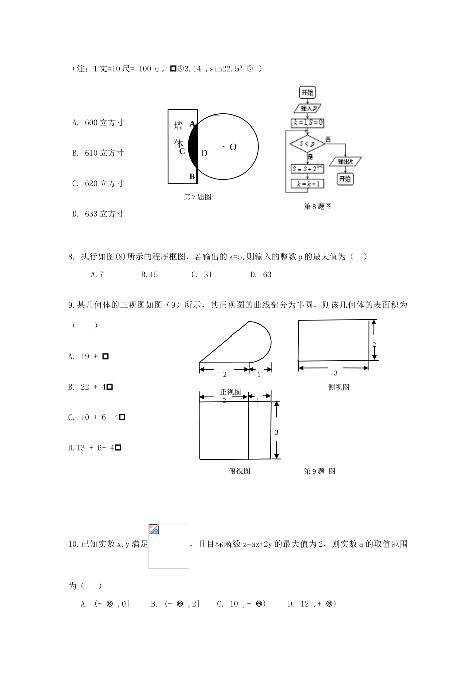 山西省太原市高三数学第二次模拟考试（5月）试题 文-人教版高三全册数学试题_第2页