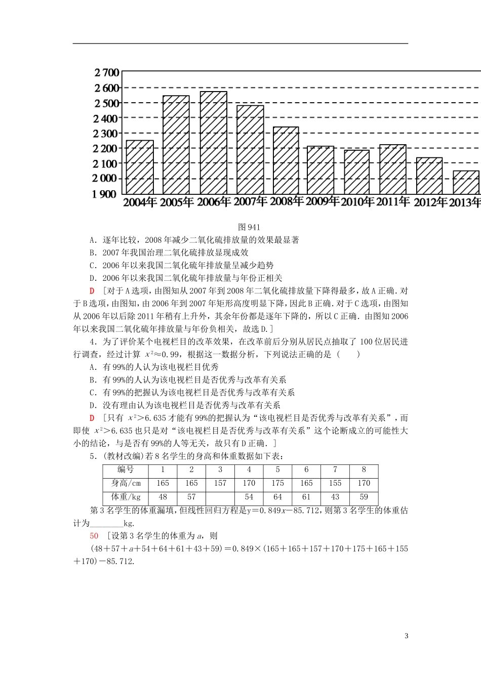 高考数学一轮复习 第9章 算法初步、统计与统计案例 第4节 相关性、最小二乘估计与统计案例教师用书 文 北师大版-北师大版高三全册数学试题_第3页