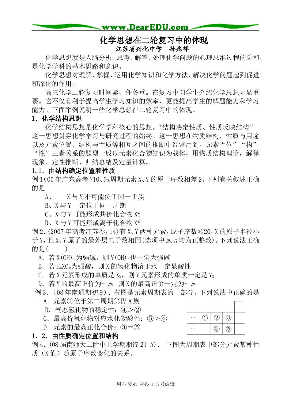 化学思想在二轮复习中的体现_第1页