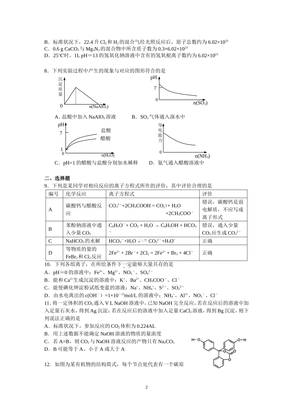 陈集中学高考练手卷(6.1)_第2页
