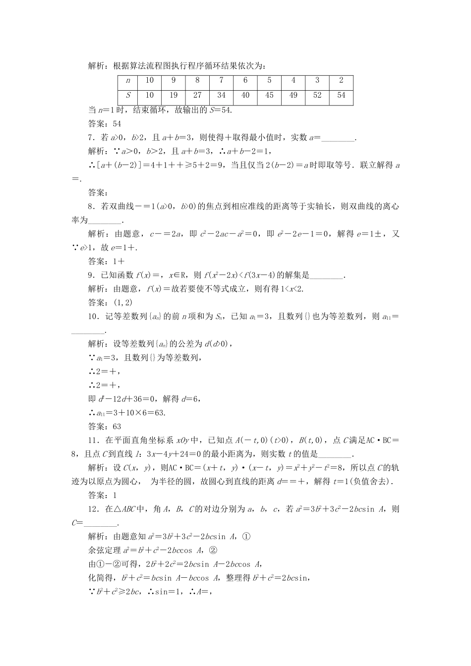 （江苏专版）高考数学二轮复习 14个填空题综合仿真练（七）-人教版高三全册数学试题_第2页