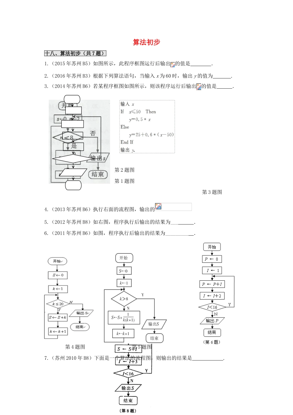 江苏省苏州市高一数学下学期期末备考试题分类汇编 十八 算法初步-人教版高一全册数学试题_第1页