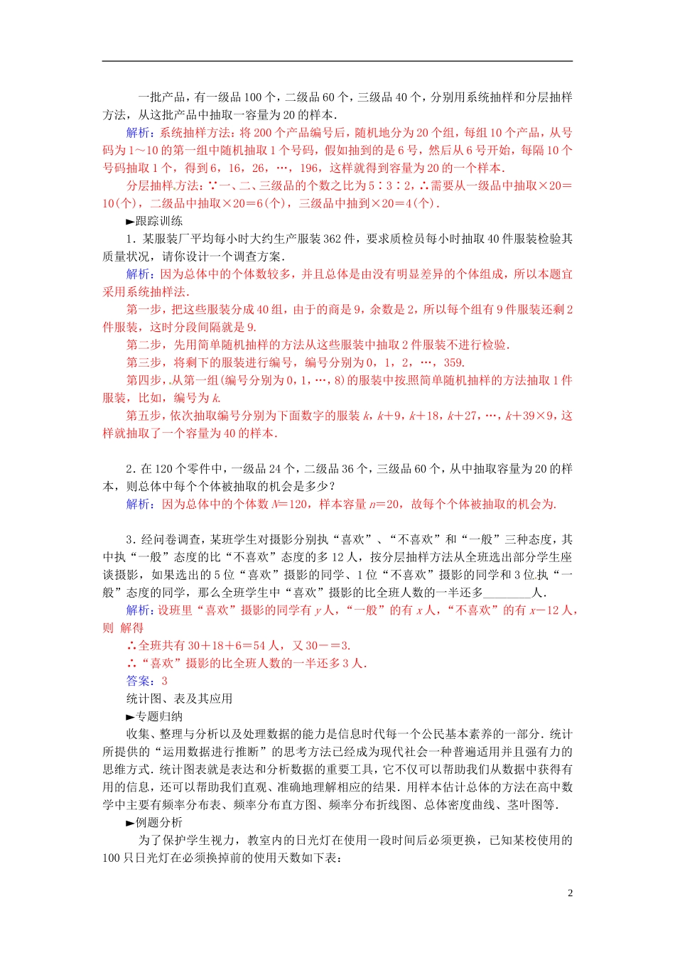 高中数学 第二章 统计本章小结 新人教A版必修3-新人教A版高二必修3数学试题_第2页