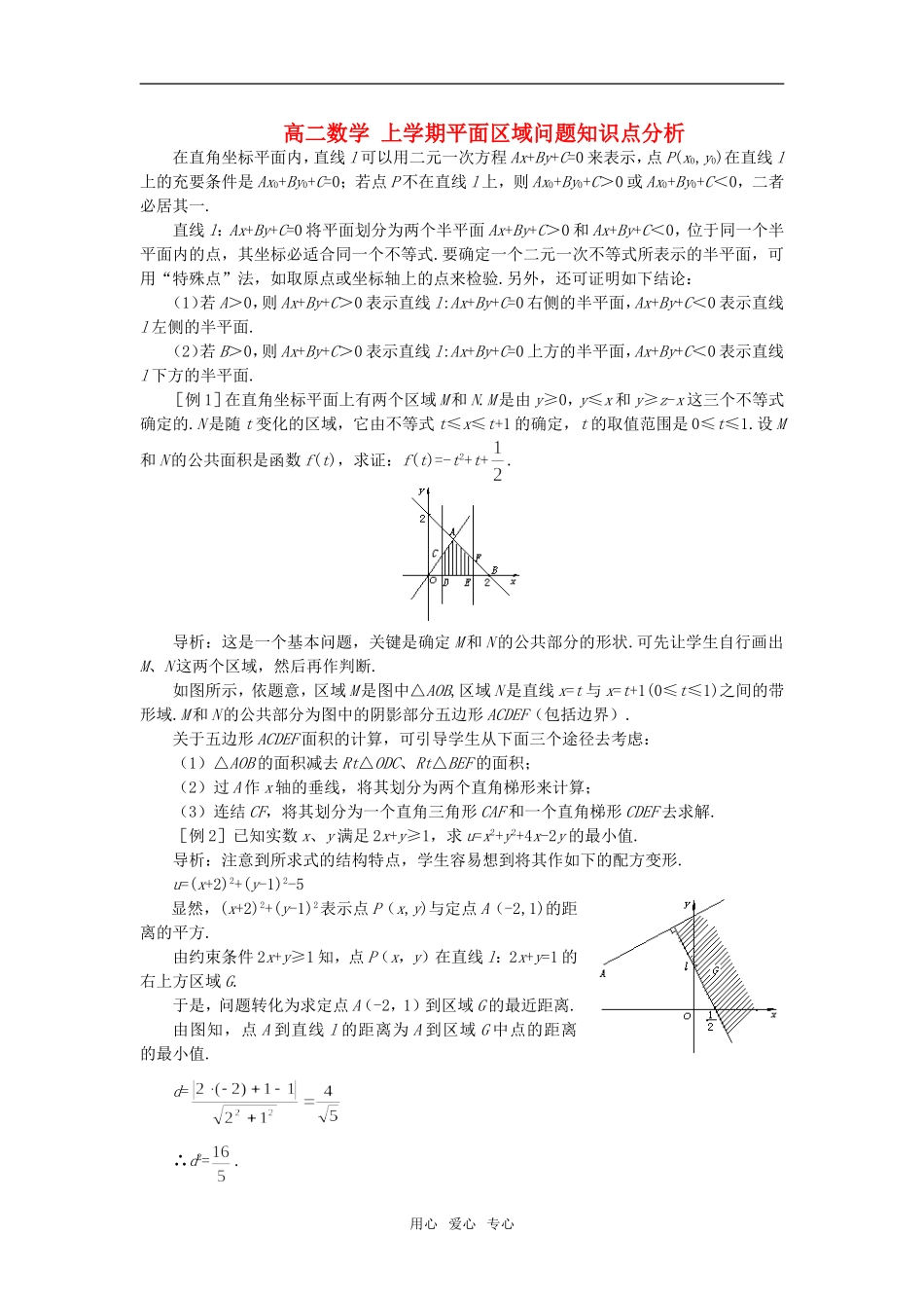 高二数学 上学期平面区域问题例题解析_第1页
