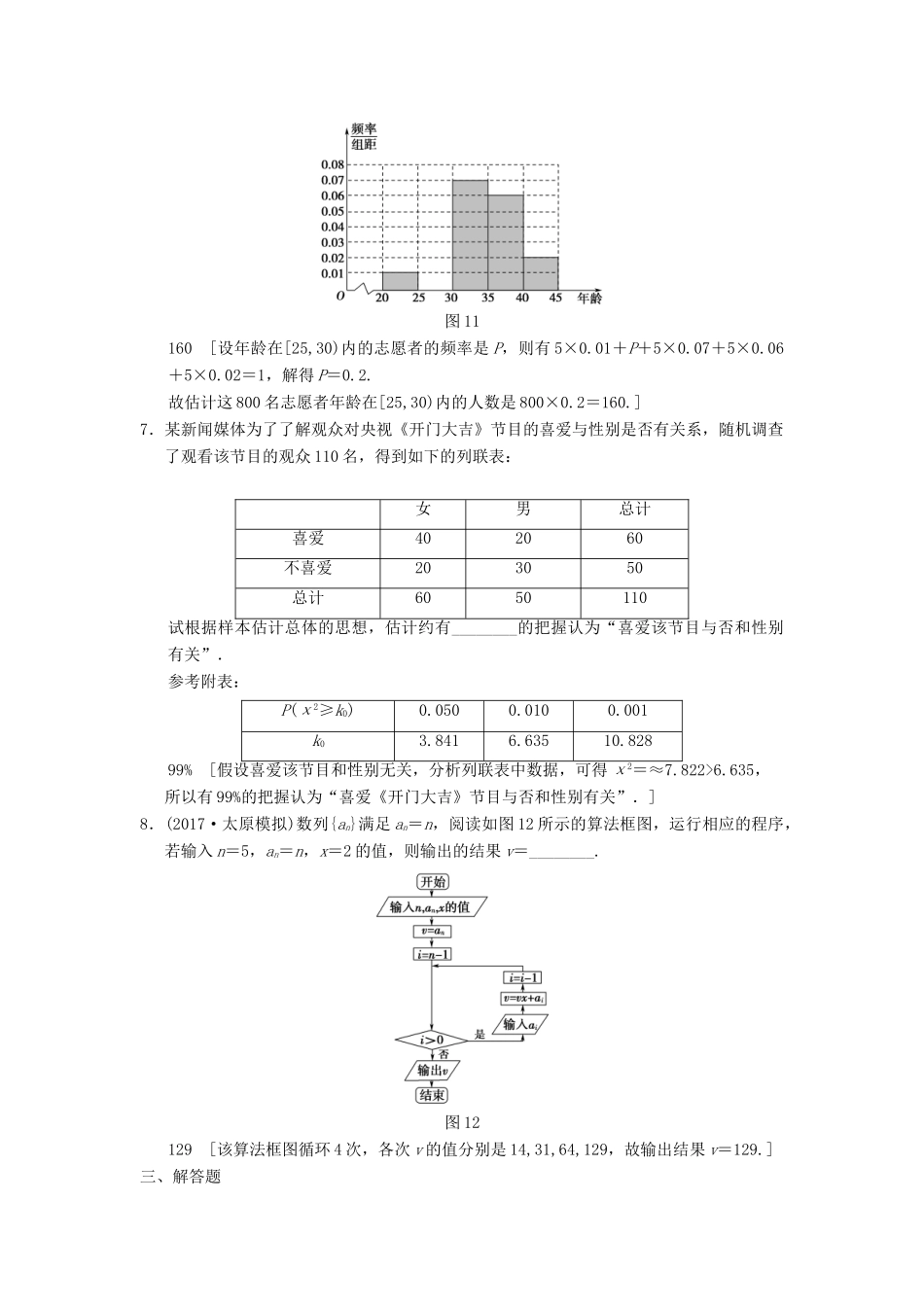 高考数学一轮复习 重点强化训练5 统计与统计案例 文 北师大版-北师大版高三全册数学试题_第3页