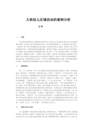 大班幼儿区域活动的案例分析