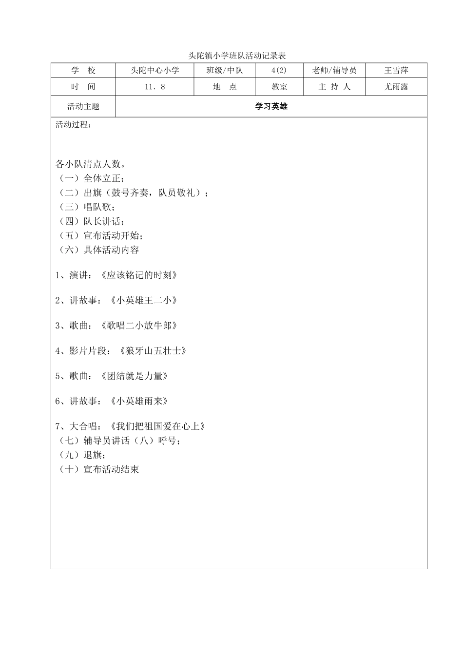 小学班队活动记录表_第3页