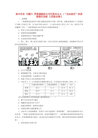 高中历史 专题六 罗斯福新政与当代资本主义 1“自由放任”的美国课后训练 人民版必修2-人民版高一必修2历史试题