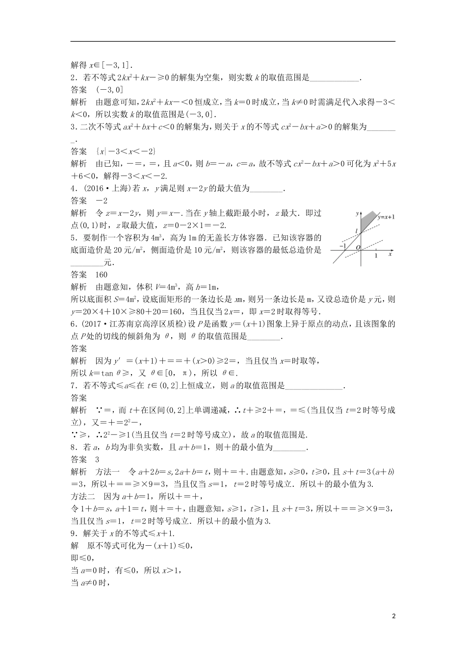 （江苏专用）高考数学总复习 考前三个月 考前回扣5 不等式 理-人教版高三全册数学试题_第2页