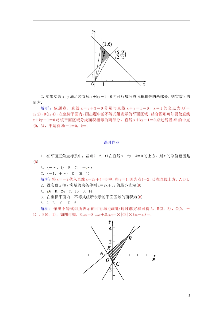 高考数学一轮复习 6.3二元一次不等式（组）与简单的线性规划问题练习 理-人教版高三全册数学试题_第3页