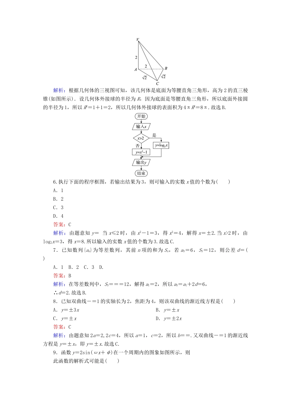 高考数学二轮专题复习 提能增分篇 突破二 小题妙解-选择题、填空题的得分策略 选择填空巧练1 文-人教版高三全册数学试题_第2页