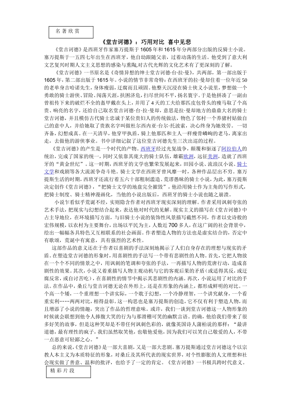 《堂吉诃德》_第1页