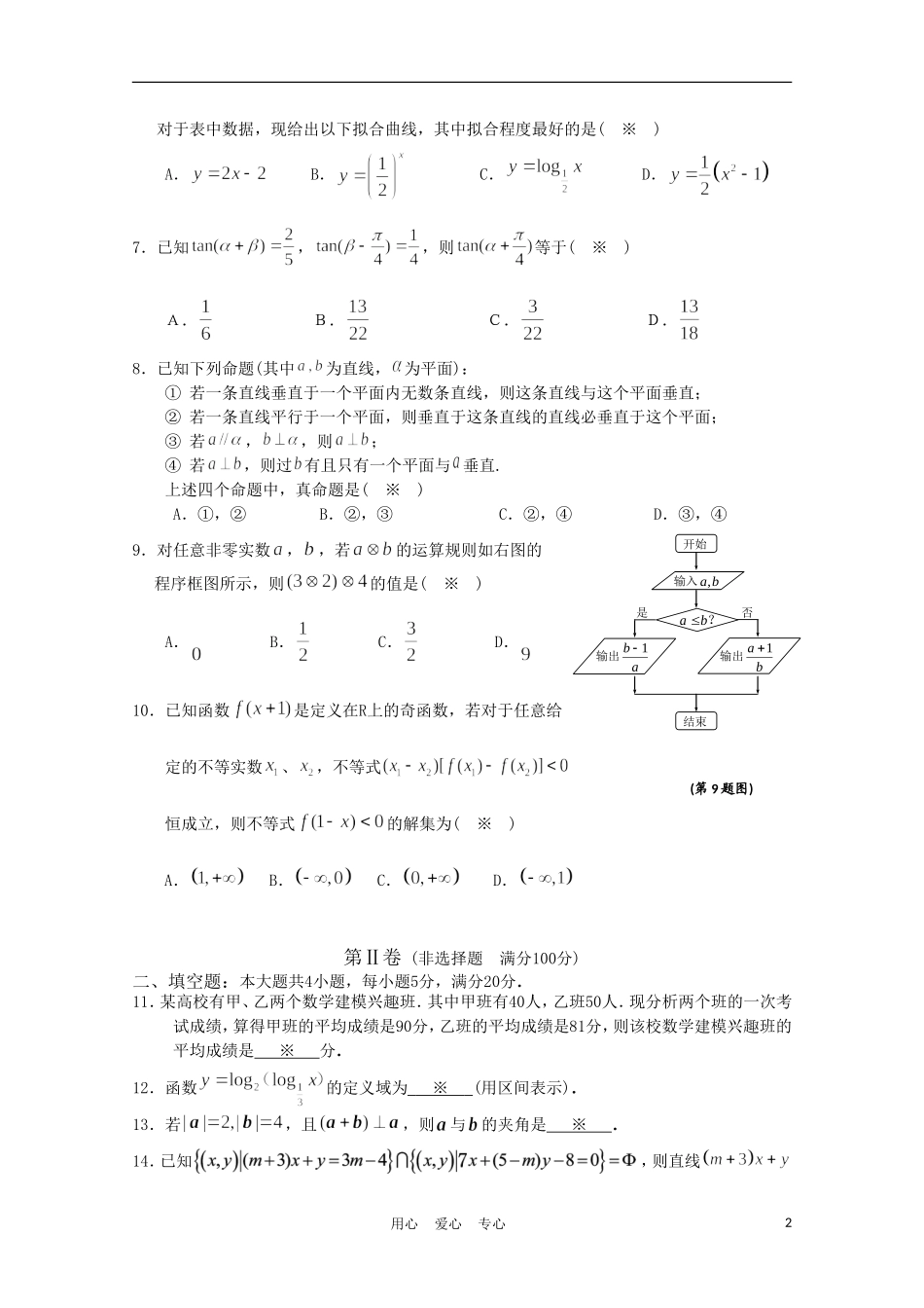 广东省汕头市10-11学年高一数学下学期教学质量检测_第2页