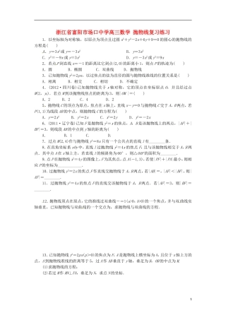 浙江省富阳市场口中学高三数学 抛物线复习练习