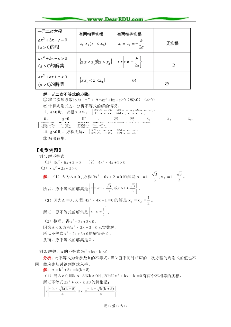 高二数学一元二次不等式知识精讲 苏教版_第2页