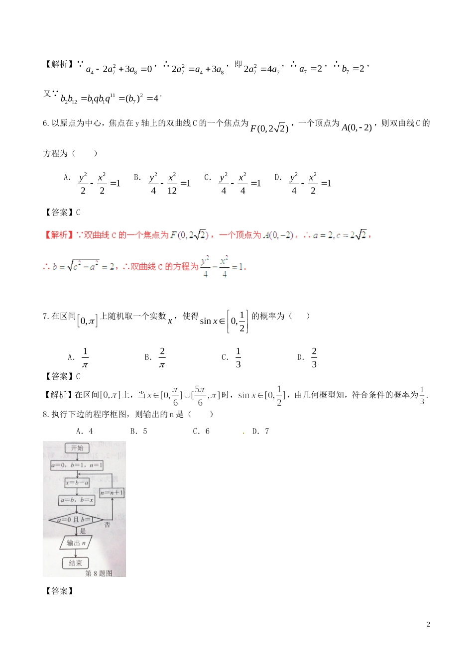 高考数学 艺体生精选好题突围系列 强化训练06 理-人教版高三全册数学试题_第2页