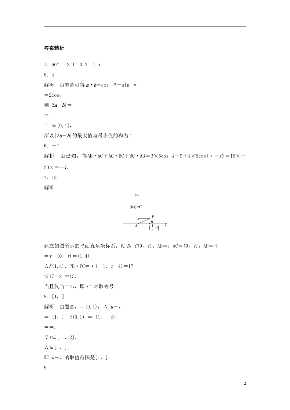 （江苏专用）高考数学专题复习 专题5 平面向量 第32练 平面向量的数量积练习 文-人教版高三全册数学试题_第2页
