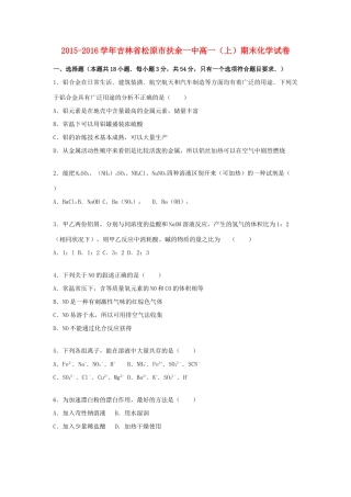 吉林省松原市扶余一中高一化学上学期期末试卷（含解析）-人教版高一全册化学试题