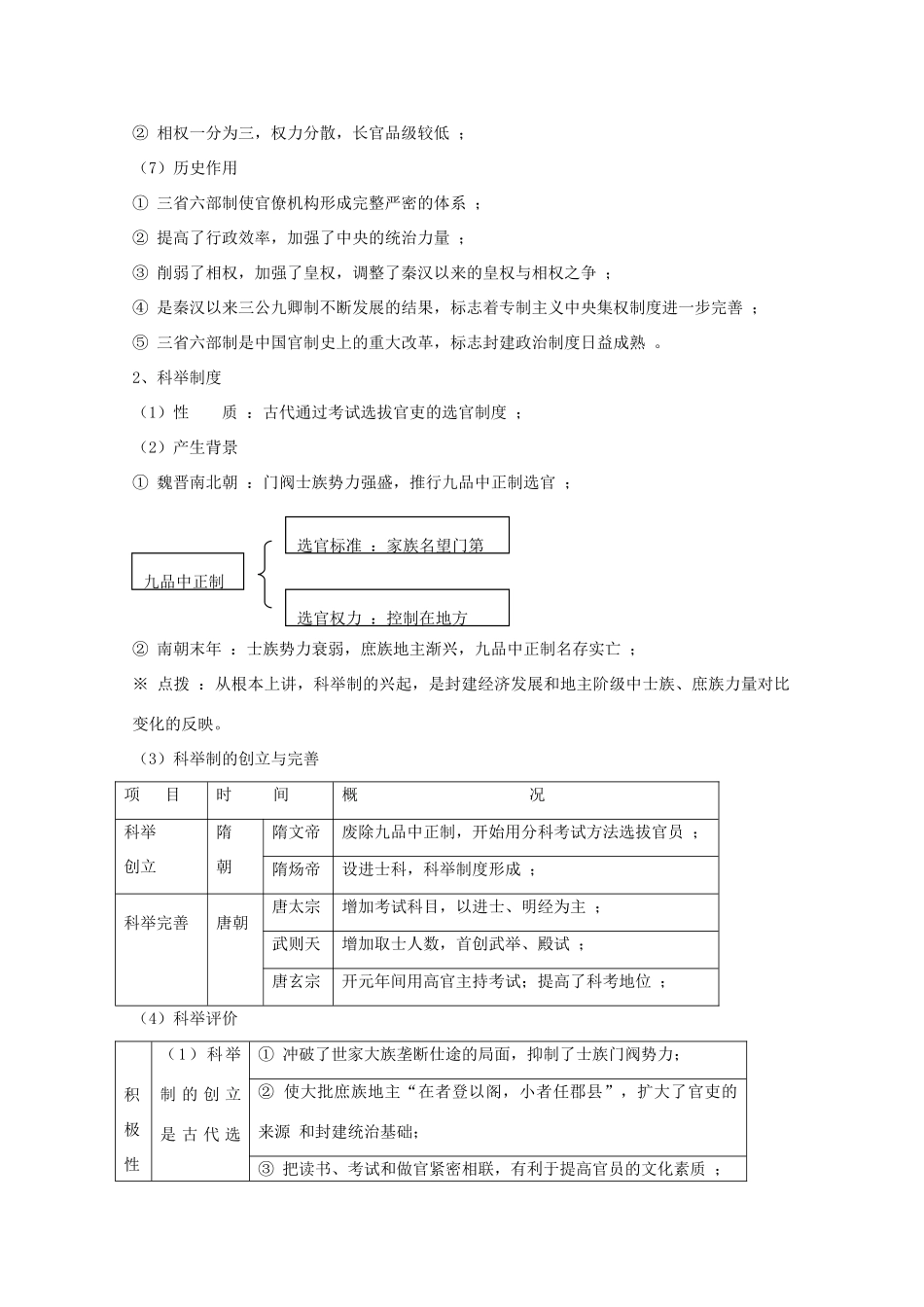 高考历史旧人教一轮复习隋唐（3）：隋唐制度的革新_第2页