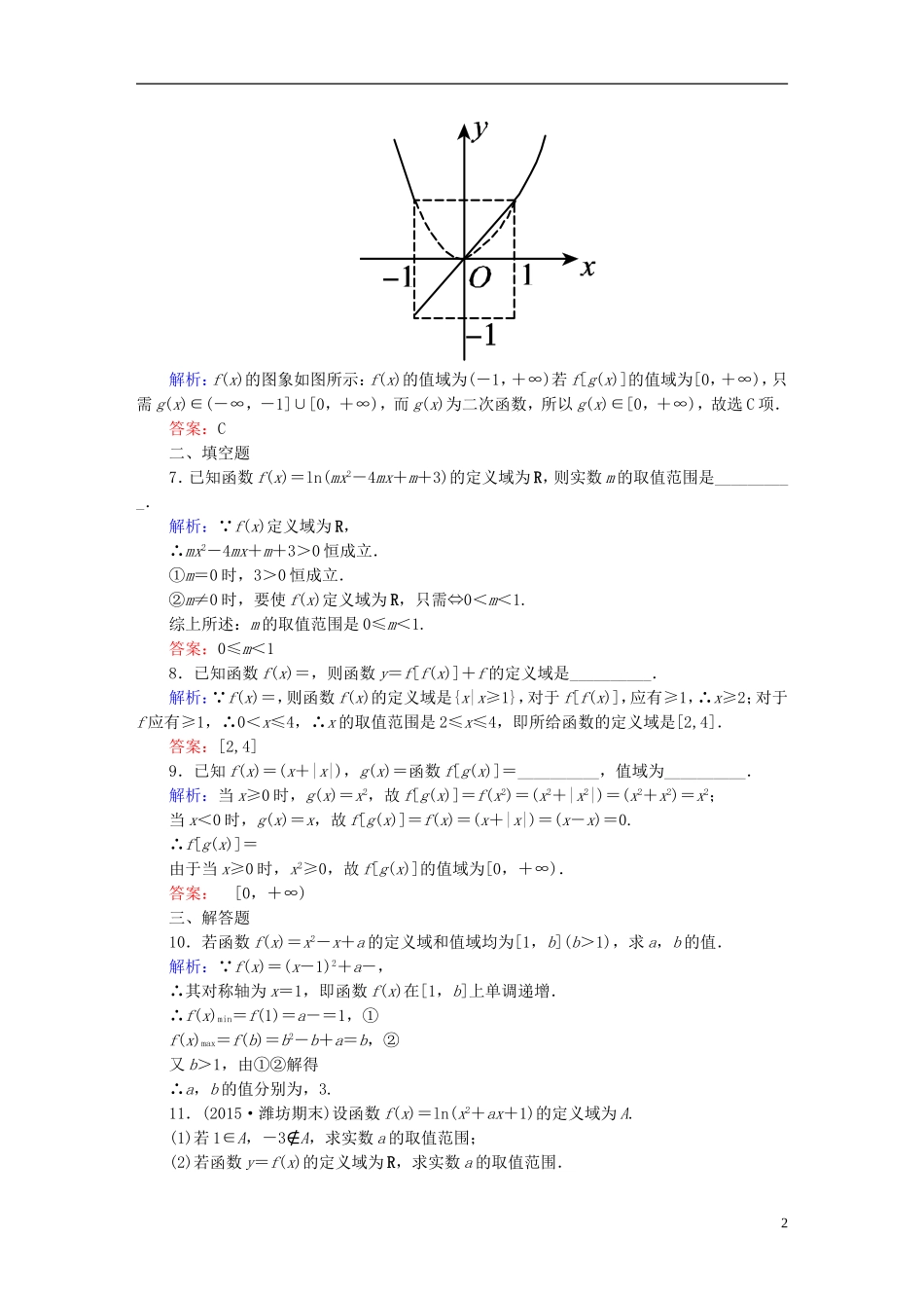 雄关漫道系列高考数学一轮总复习 1.3函数的定义域和值域课时作业 文（含解析）新人教版-新人教版高三全册数学试题_第2页
