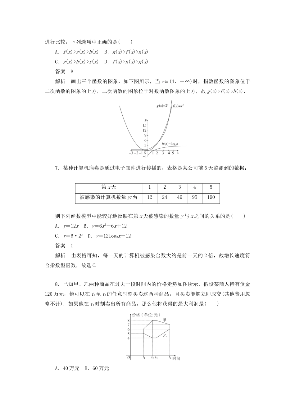 高考数学刷题首选卷 第二章 函数、导数及其应用 考点测试13 函数模型及其应用 文（含解析）-人教版高三全册数学试题_第3页