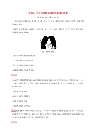 高中历史 专题九 当今世界政治格局的多极化趋势检测（含解析）人民版必修1-人民版高一必修1历史试题