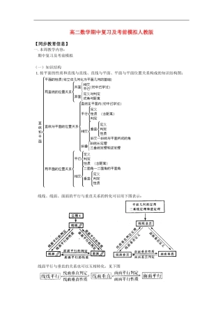 高二数学期中复习及考前模拟人教版