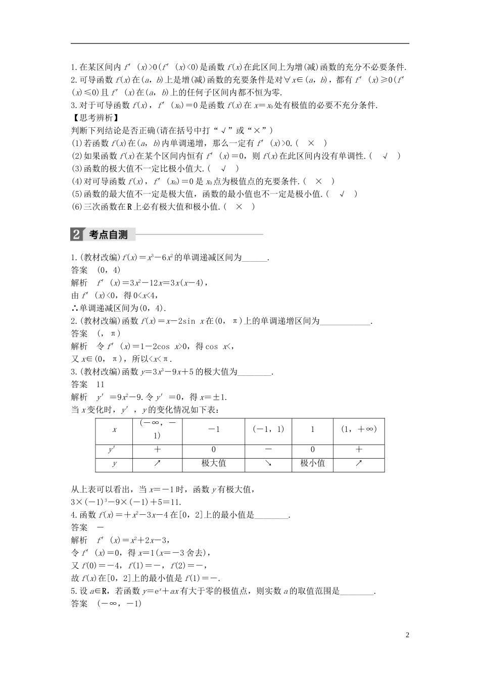 （江苏专用）高考数学大一轮复习 第三章 导数及其应用 3.2 导数的应用 第1课时 导数与函数的单调性教师用书 理 苏教版-苏教版高三全册数学试题_第2页