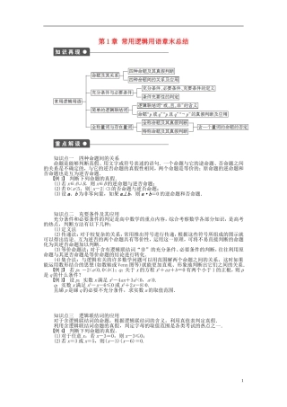 高中数学 第1章 常用逻辑用语章末总结 新人教A版选修1-1-新人教A版高二选修1-1数学试题