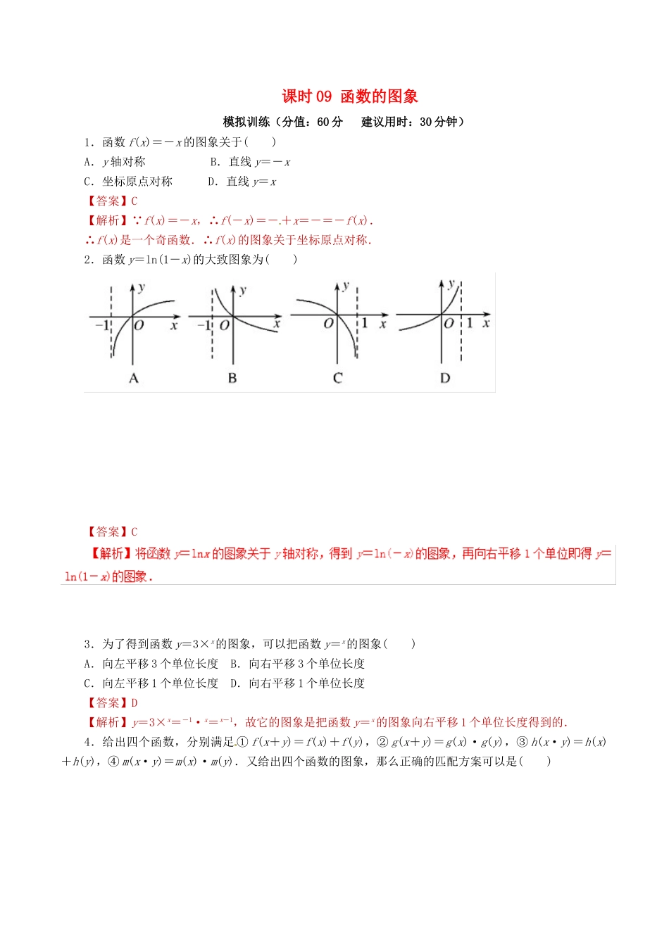高考数学 课时09 函数的图象滚动精准测试卷 文-人教版高三全册数学试题_第1页