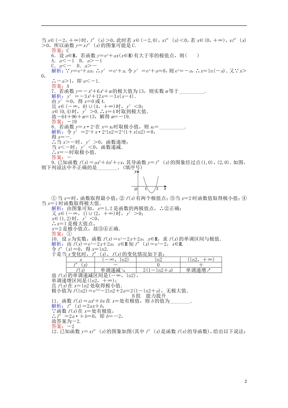 高中数学 1.3 导数在研究函数中的应用课时作业7 新人教A版选修2-2-新人教A版高二选修2-2数学试题_第2页