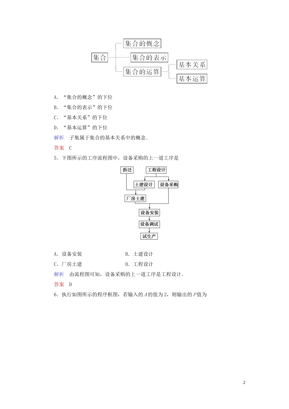 高中数学 第4章 框图章末达标测试（四） 新人教A版选修1-2-新人教A版高二选修1-2数学试题_第2页