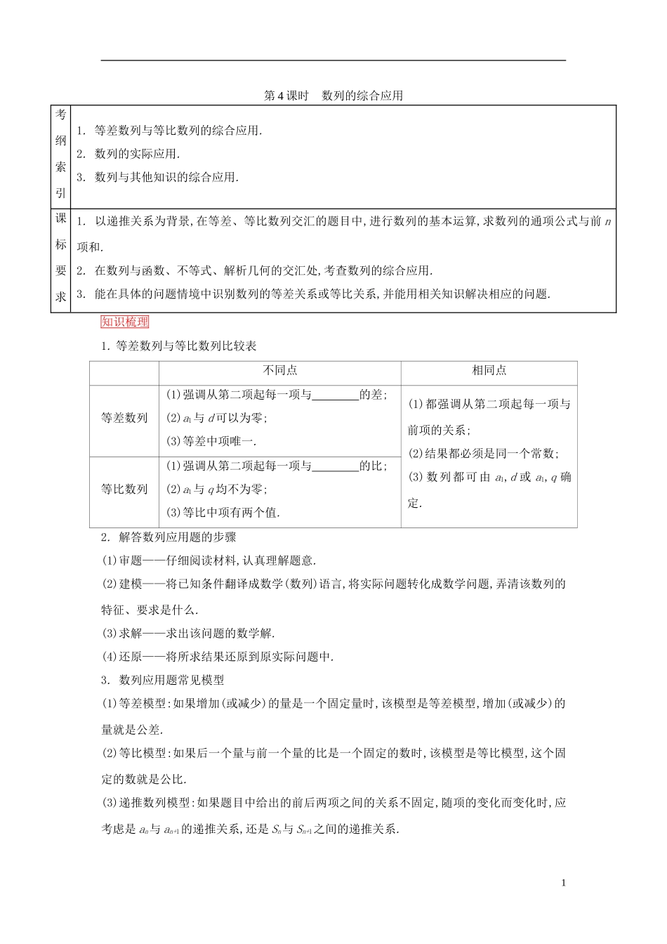 高考数学一轮复习 第五章 数列 第4课时数列的综合应用课时作业 理 新人教版-新人教版高三全册数学试题_第1页