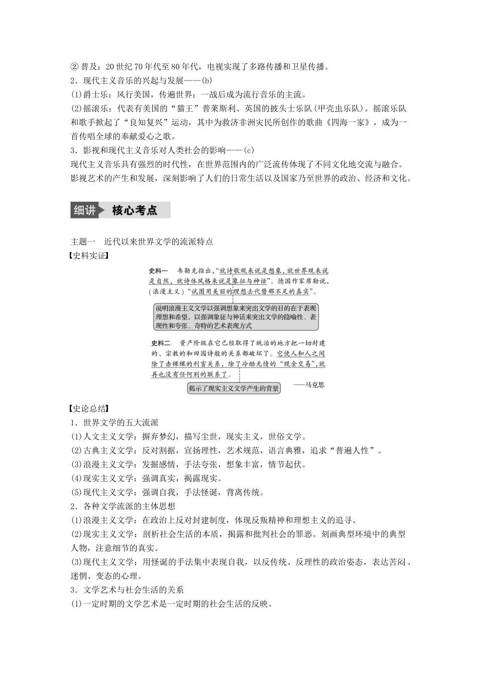 （浙江选考）高考历史总复习 专题19 近代以来的中外科技与文学艺术 考点53 19世纪以来的文学艺术-人教版高三全册历史试题_第3页