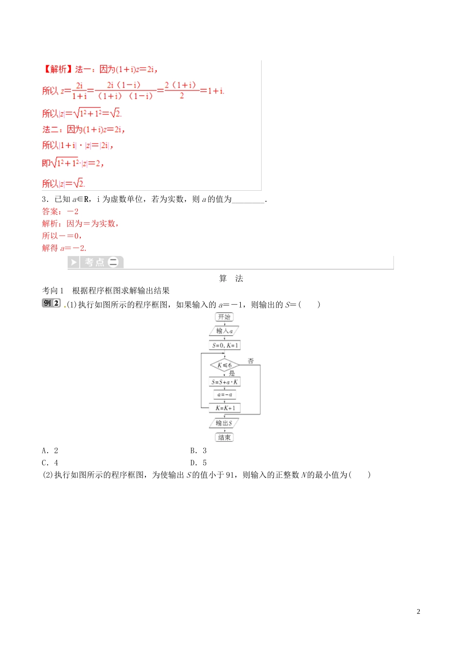 高考数学三轮冲刺 专题19 复数、算法、推理与证明专项讲解与训练-人教版高三全册数学试题_第2页