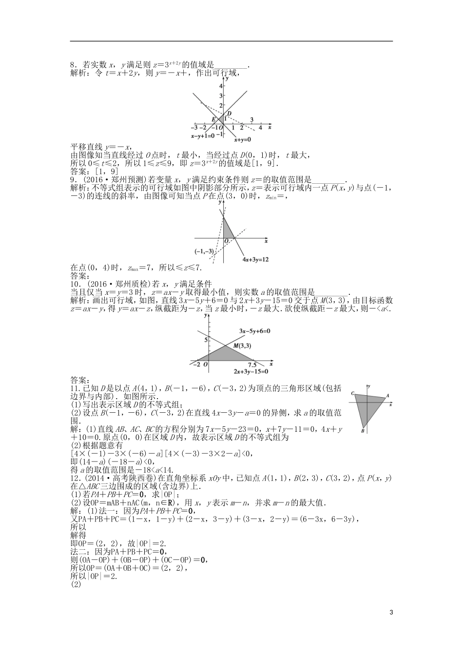 高考数学一轮复习 第6章 不等式、推理与证明 第2讲 二元一次不等式(组)及简单的线性规划问题知能训练轻松闯关 理 北师大版-北师大版高三全册数学试题_第3页