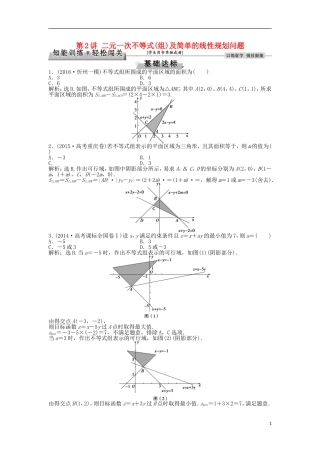 高考数学一轮复习 第6章 不等式、推理与证明 第2讲 二元一次不等式(组)及简单的线性规划问题知能训练轻松闯关 理 北师大版-北师大版高三全册数学试题