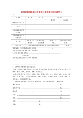 四川省富顺县第三中学高三化学复习知识清单七
