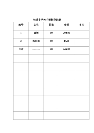 长城小学美术器材登记册