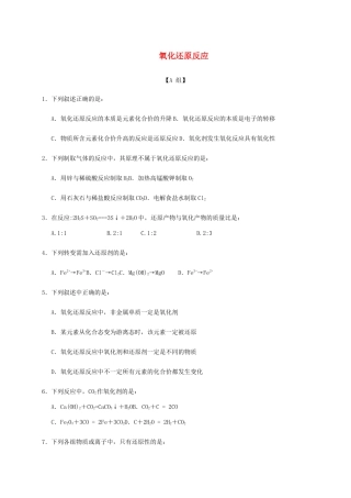 高中化学 2-1（课时17）氧化还原反应（1）课时练（无答案）苏教版必修1-苏教版高一必修1化学试题