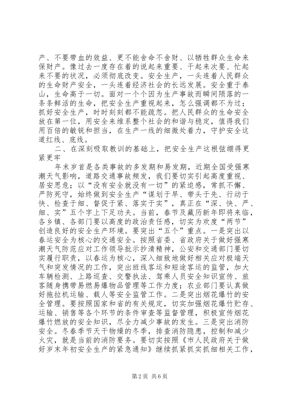市长安全工作会议讲话发言稿_第2页