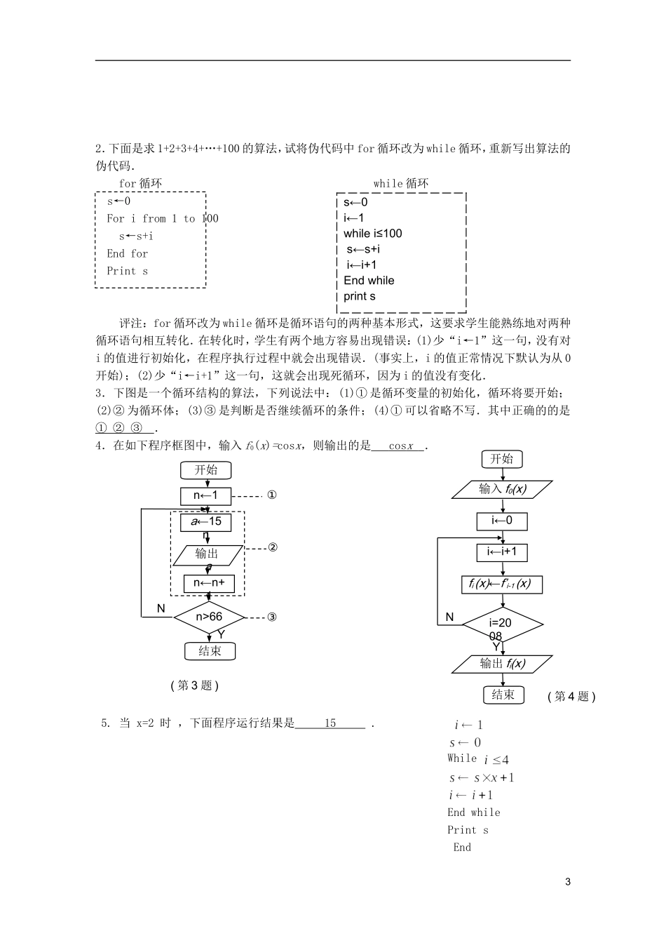 高考数学 考前最后一轮基础知识巩固之第十章 第4课 算法语句（2）_第3页