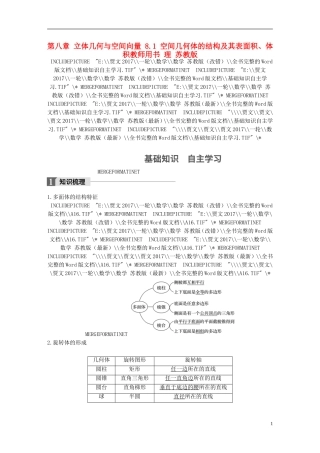 （江苏专用）高考数学大一轮复习 第八章 立体几何与空间向量 8.1 空间几何体的结构及其表面积、体积教师用书 理 苏教版-苏教版高三全册数学试题