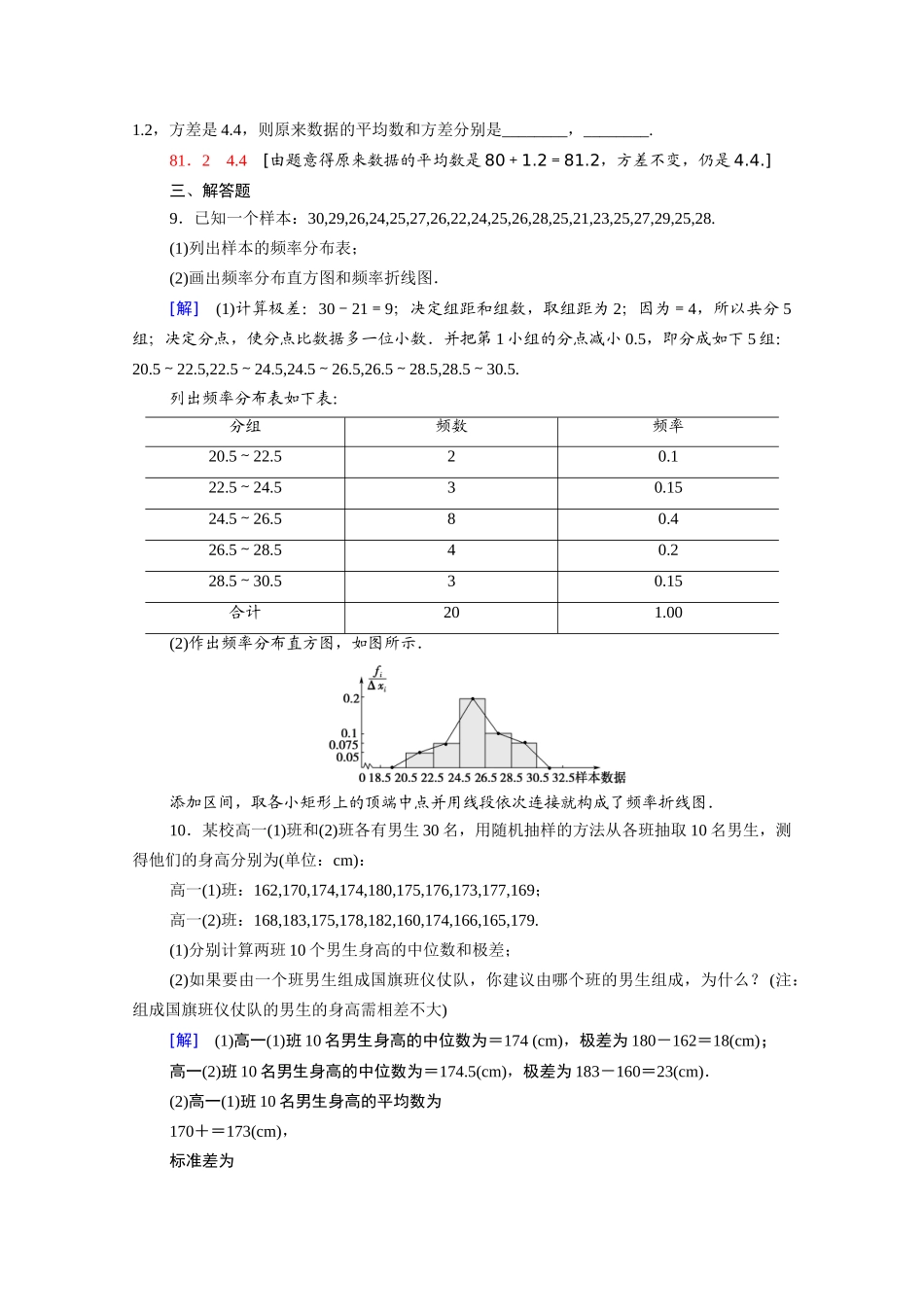 高中数学 第一章 统计 1.5 用样本估计总体课时分层作业（含解析）北师大版必修3-北师大版高一必修3数学试题_第3页