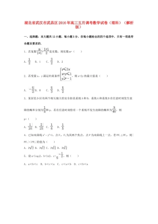 湖北省武汉市武昌区高三数学五月调考试卷 理（含解析）-人教版高三全册数学试题