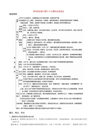 高考历史复习第二十九课时戊戌变法