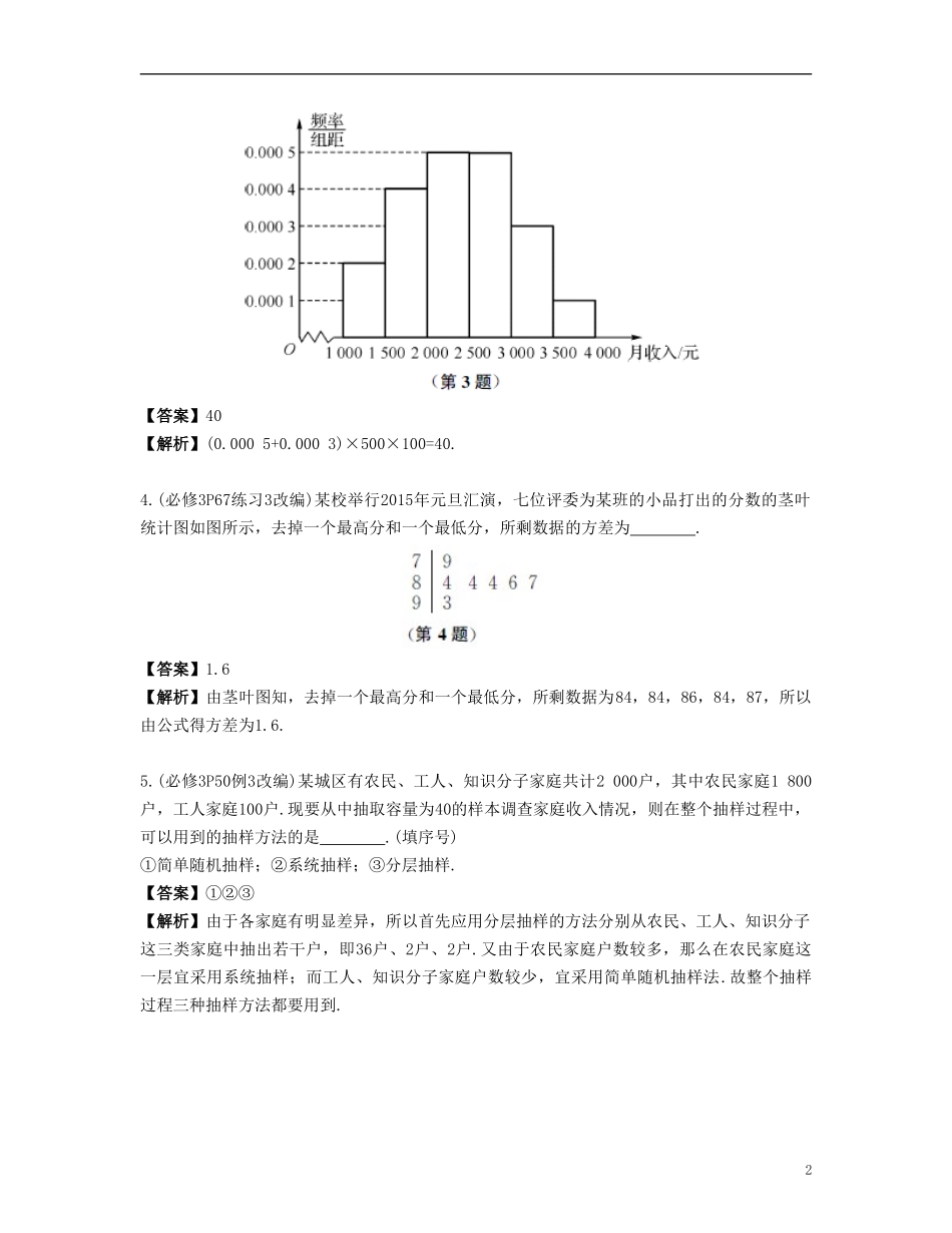 （江苏专用）高考数学大一轮复习 第十二章 算法、统计与概率 第66课 统计初步 文-人教版高三全册数学试题_第2页