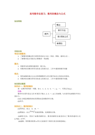 高考数学总复习：数列的概念与公式