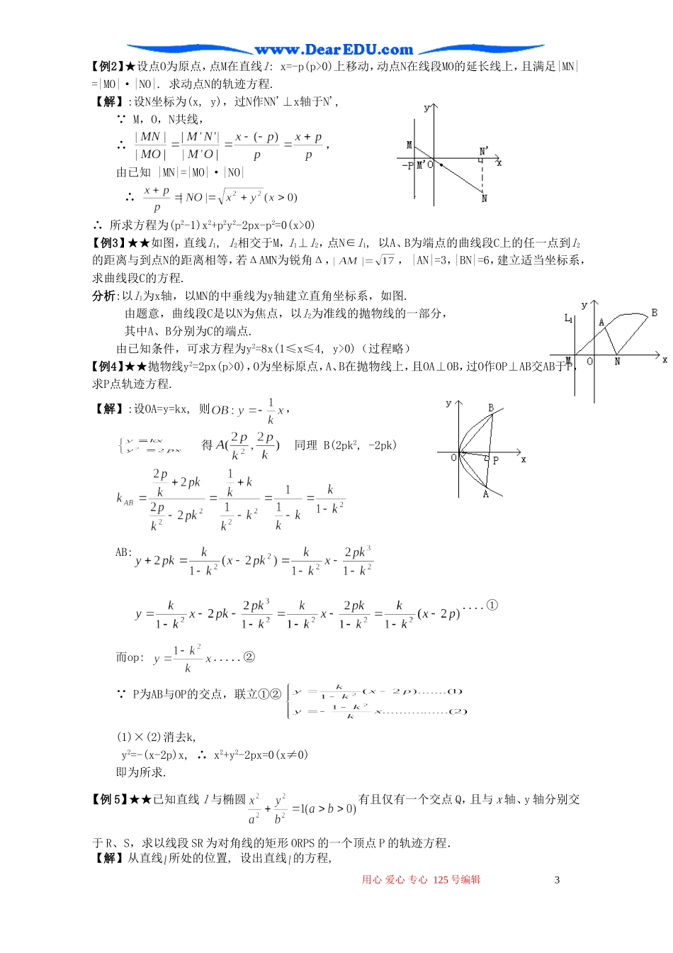 高考数学二轮复习 轨迹方程问题_第3页