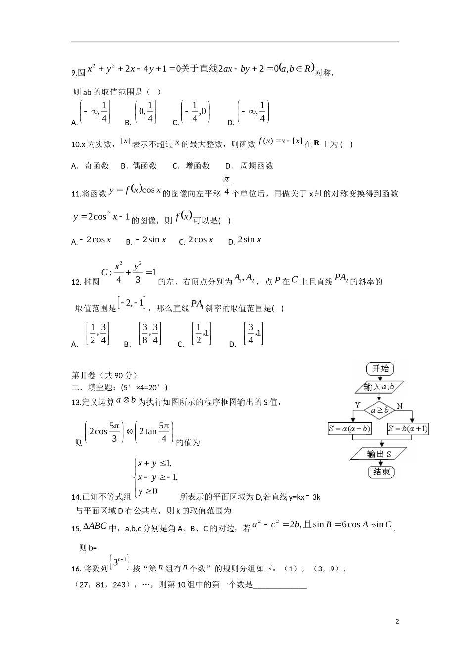 陕西省西工大附中高三数学下学期一模考试试题 文-人教版高三全册数学试题_第2页